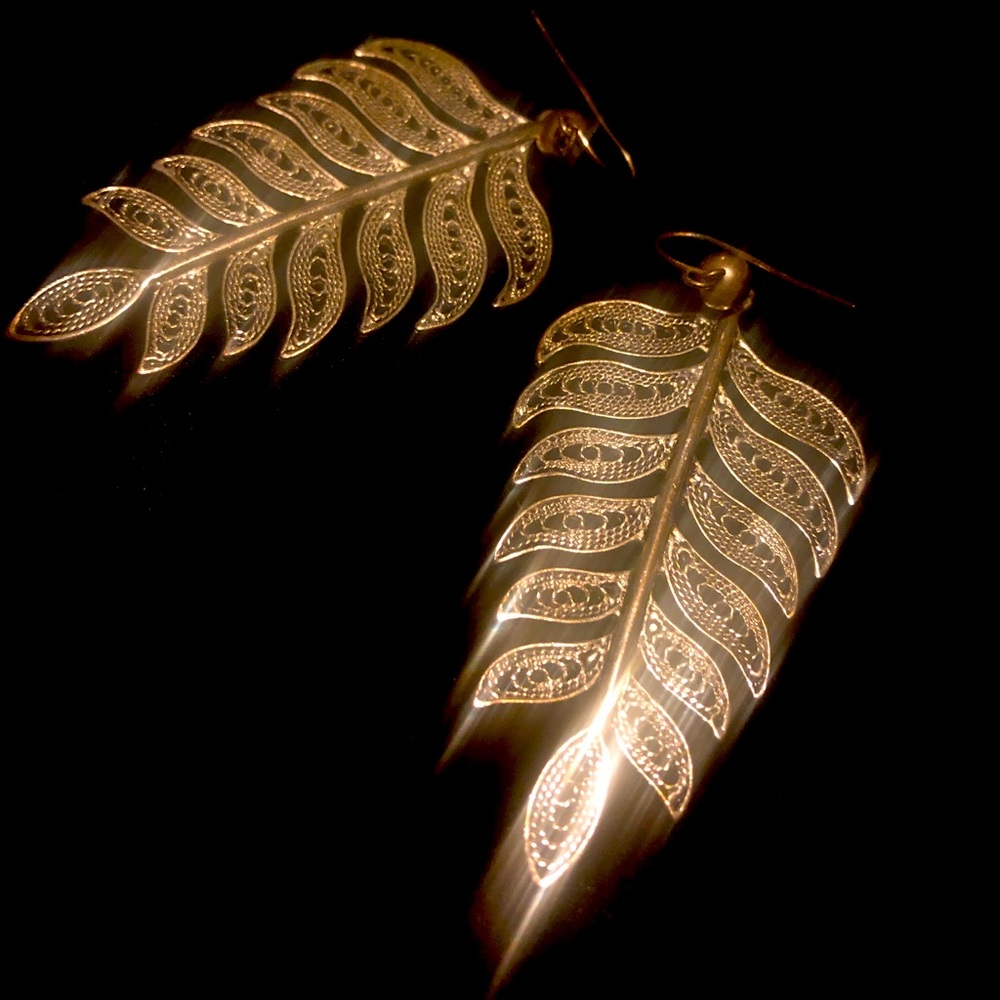 Holiday silver long earrings